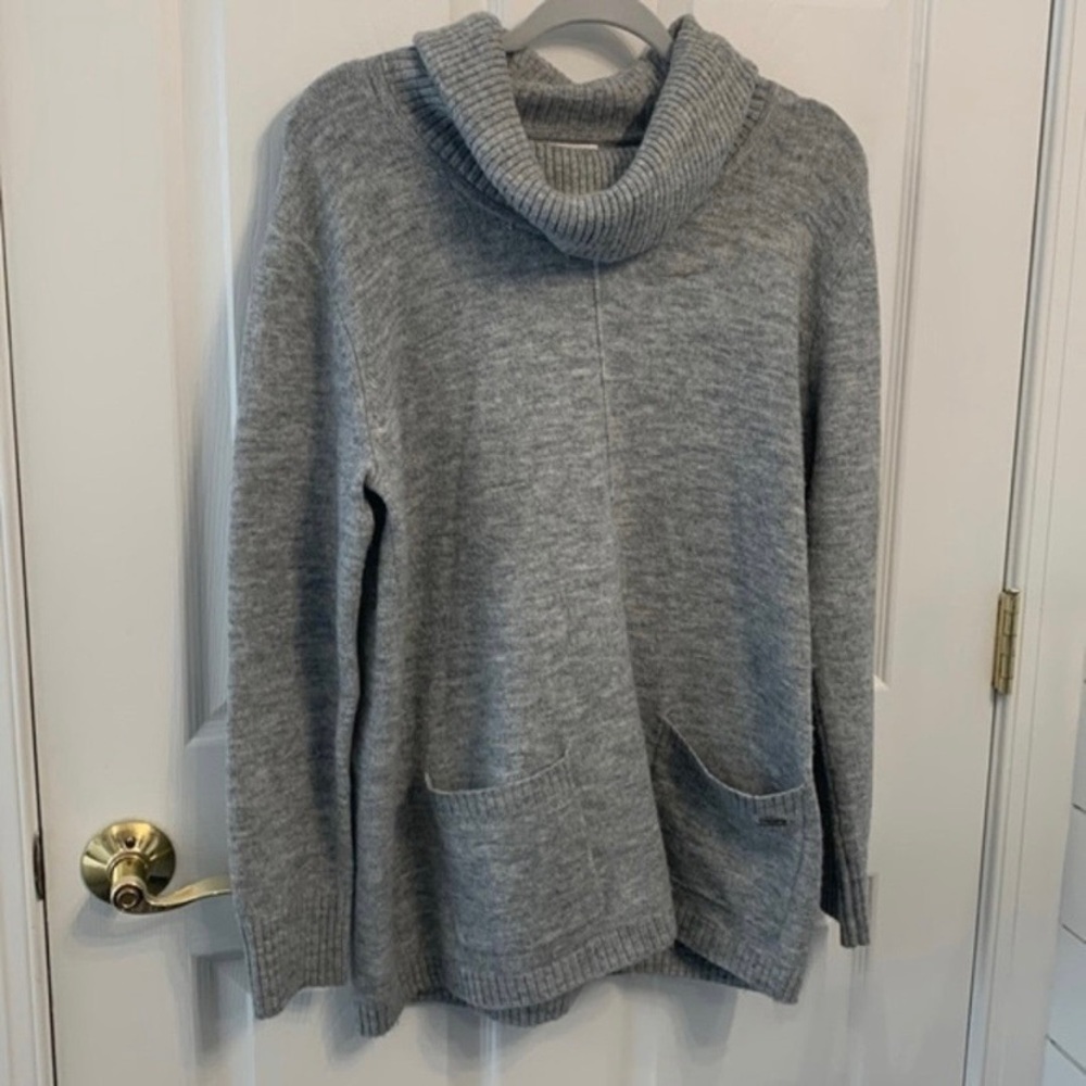 Calvin Klein Gray Cowl-neck Sweater with Pockets size M‎